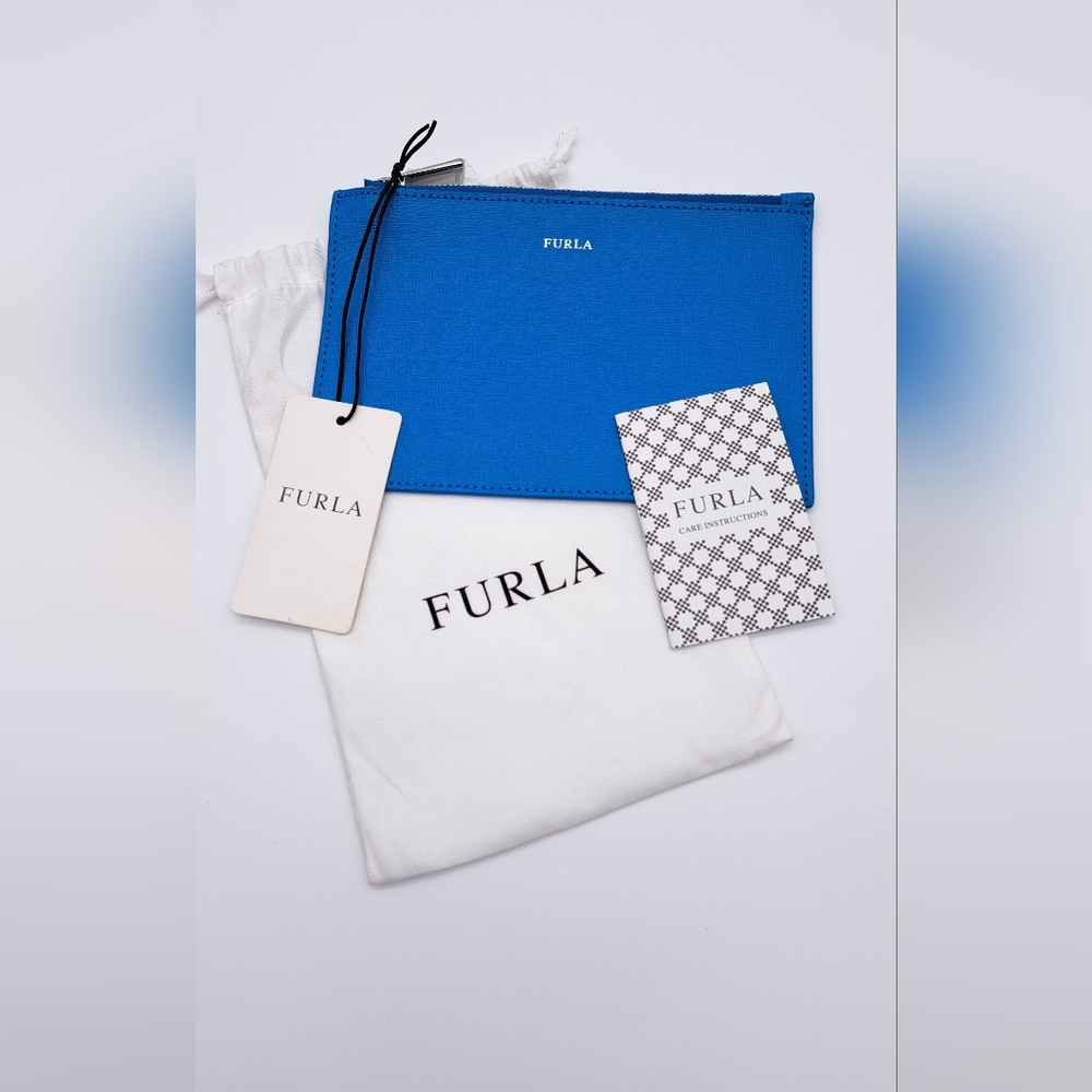 Furla Vibrant Ceruleo Blue Leather Clutch - Picture 7 of 8